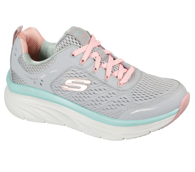 Skechers Relaxed Fit: D'lux Walker - Infinite Motion - Womens Sneakers Grey/Coral [AU-OP7913]